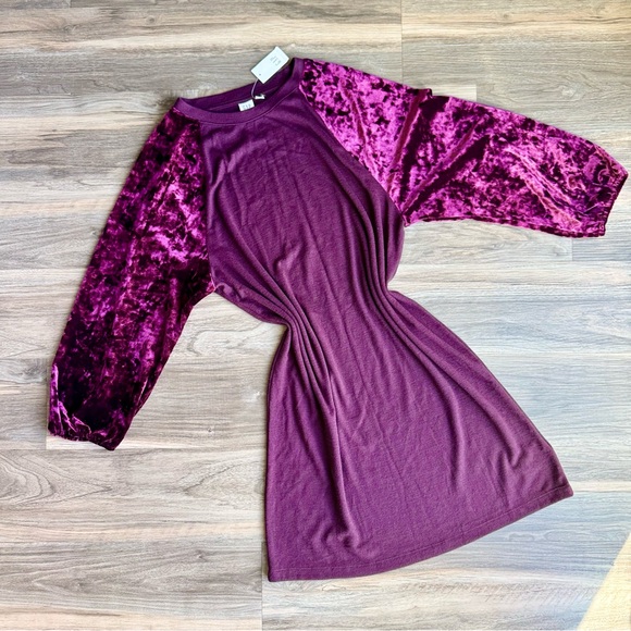 NWT GAP Velvet Sleeve Knit Dress Women’s Small – Vamp Red Long Sleeve Shift - Picture 12 of 14